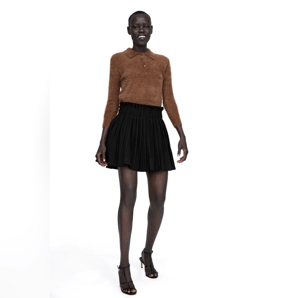 Zara Elegant Black Pleated Skirt
